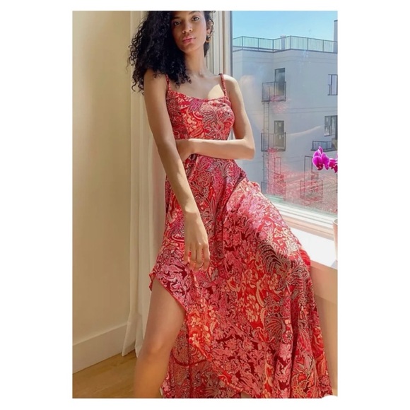 Free People Dresses & Skirts - Free People Intimately forever yours smocked slip dress in red floral